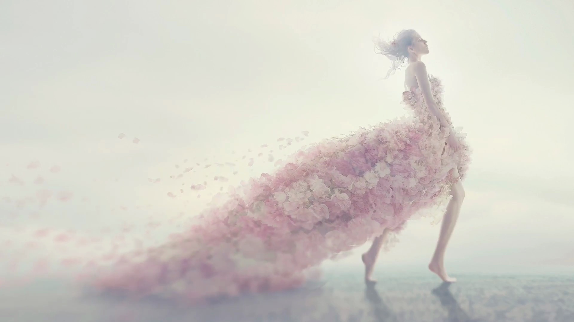 妇女节唯美感插画女性海报_美女头像真人职业