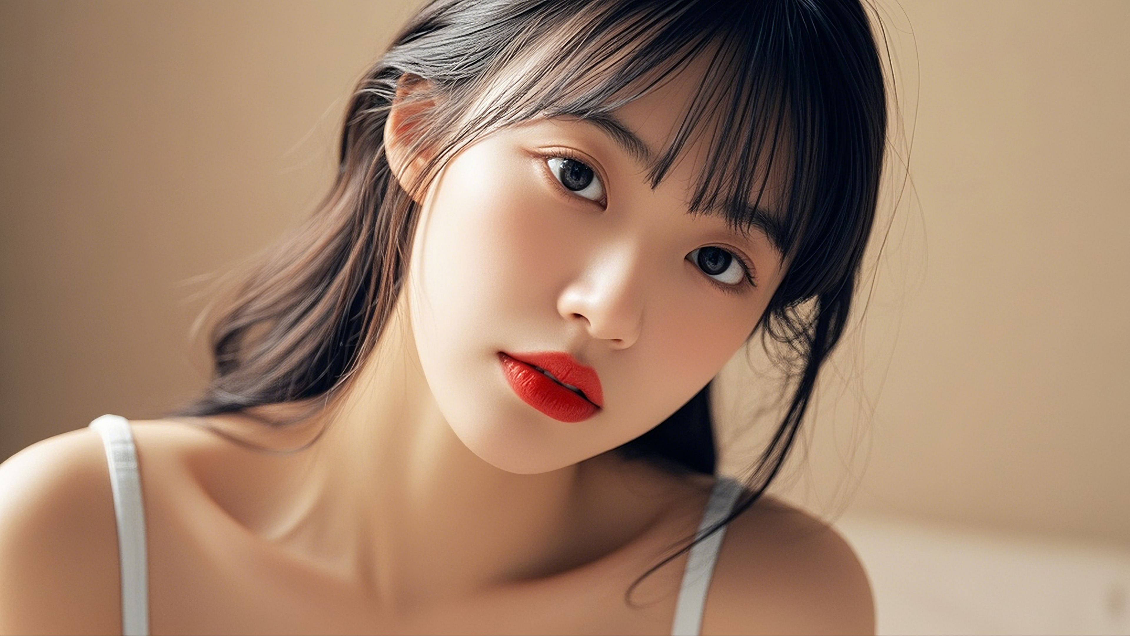 在炎热的夏天年轻女子在高草的田野_美女壁纸桌面免费