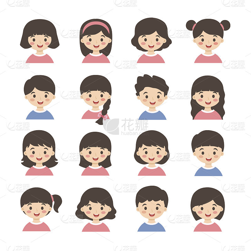 可爱清新女孩插画元素贴纸_美女图片微信头像高清头像