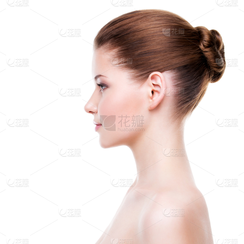 侧面像青年人注视镜头美艺术模特美人干净白人仅成年人_美女高雅造型