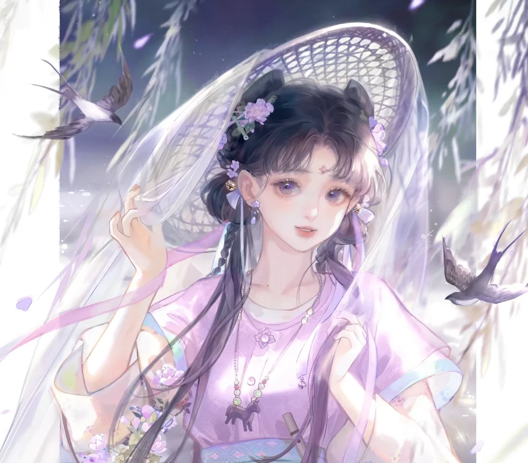 可可爱爱古灵精怪的紫发少女动漫头像小红书_美女高雅造型