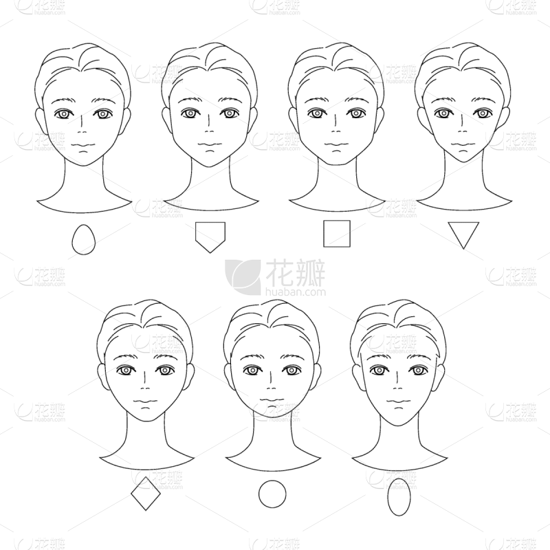 女人头像设置平面矢量插图年轻女孩的肖像有不同的发型美丽不同的人物孤立在白色的背景_美女头像真人版好看