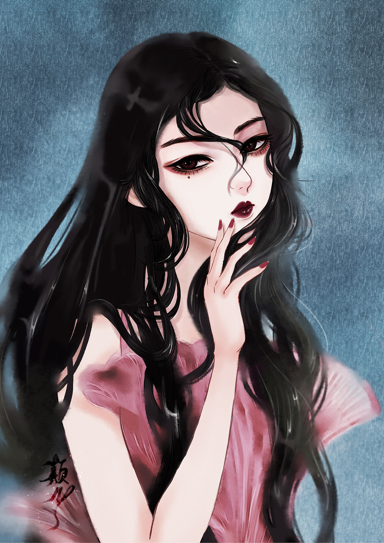美丽的肖像年轻的亚洲女子在光和阴影的背景_美女头像真实