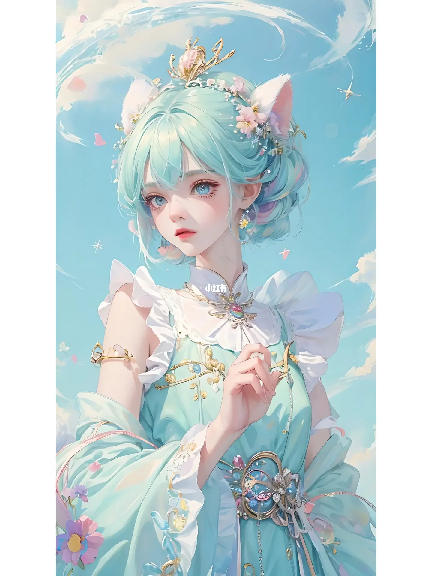 精致漂亮的耳饰玉桂狗超卡哇伊初音未来女生头像插画_美女头像