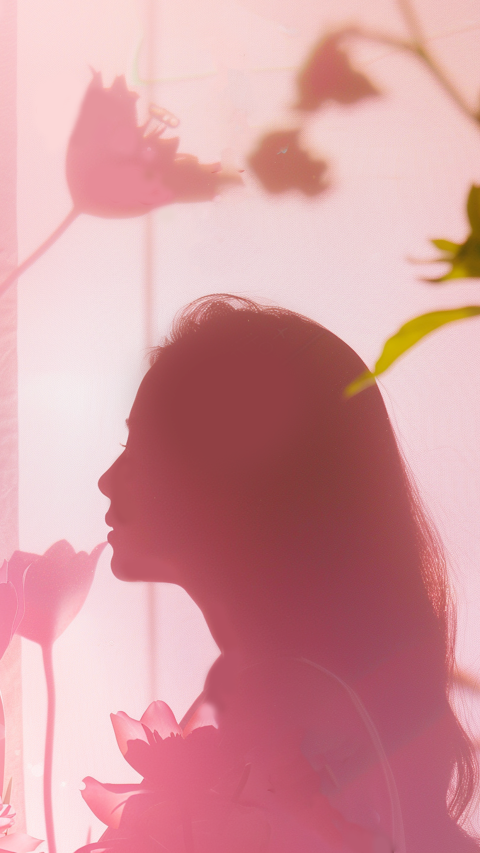 三八妇女节双重曝光女性剪影背景_美女壁纸抖音