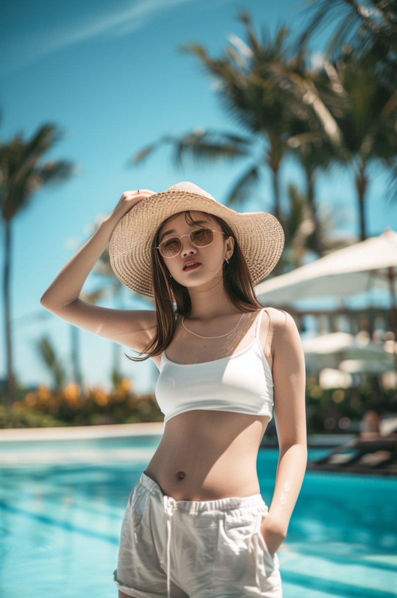林小宅同款日系吊带连体游泳衣学院风少女写真泳装泡温泉两件套_美女自拍